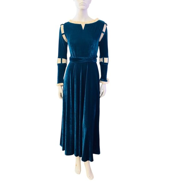 Velvet Maxi Dress Midievil RenFair Cos Play Halloween Costume - Picture 1 of 6